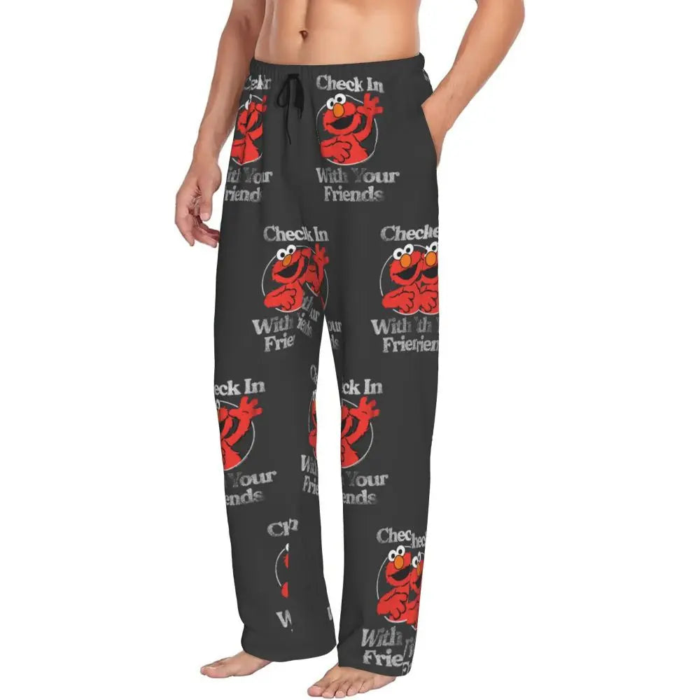 Custom Cookie Monster Pajama Pants Sleepwear for Men Elastic Waistband Sleep Lounge Bottoms with Pockets