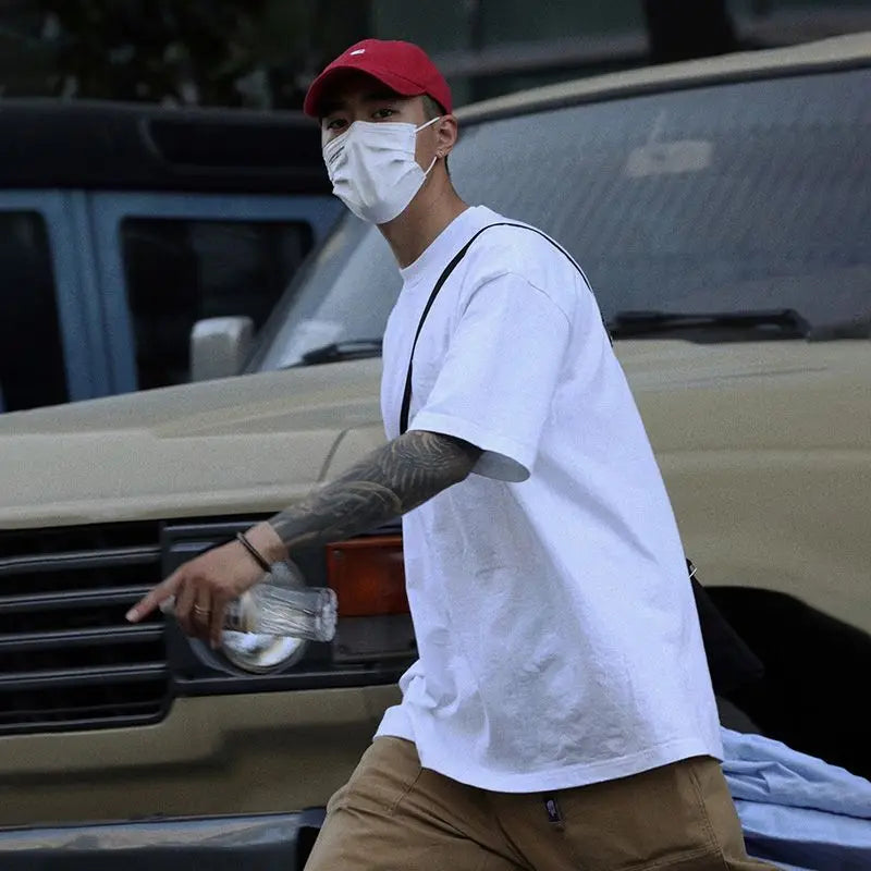 Men's Tshirt Cotton Y2K Short Sleeve Solid Tops Women Loose Oversize Streetwear Korean Fashion Tees Pulovers Unisex Clothing 90S