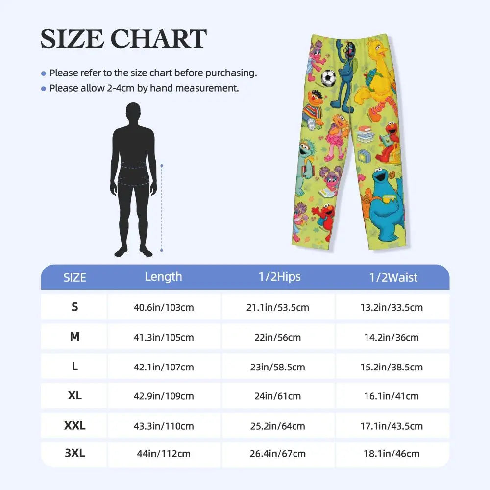 Custom Cookie Monster Pajama Pants Sleepwear for Men Elastic Waistband Sleep Lounge Bottoms with Pockets
