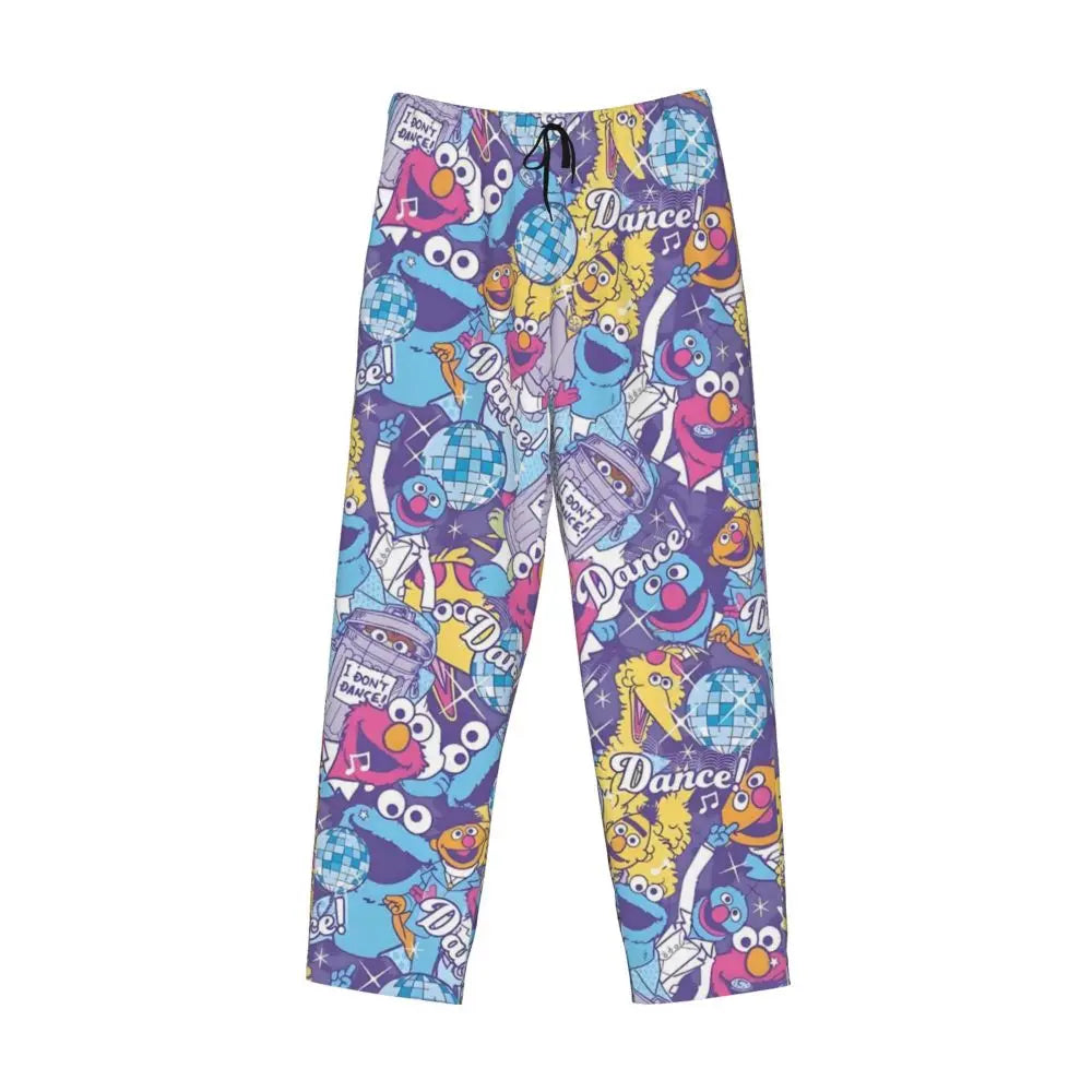 Custom Cookie Monster Pajama Pants Sleepwear for Men Elastic Waistband Sleep Lounge Bottoms with Pockets