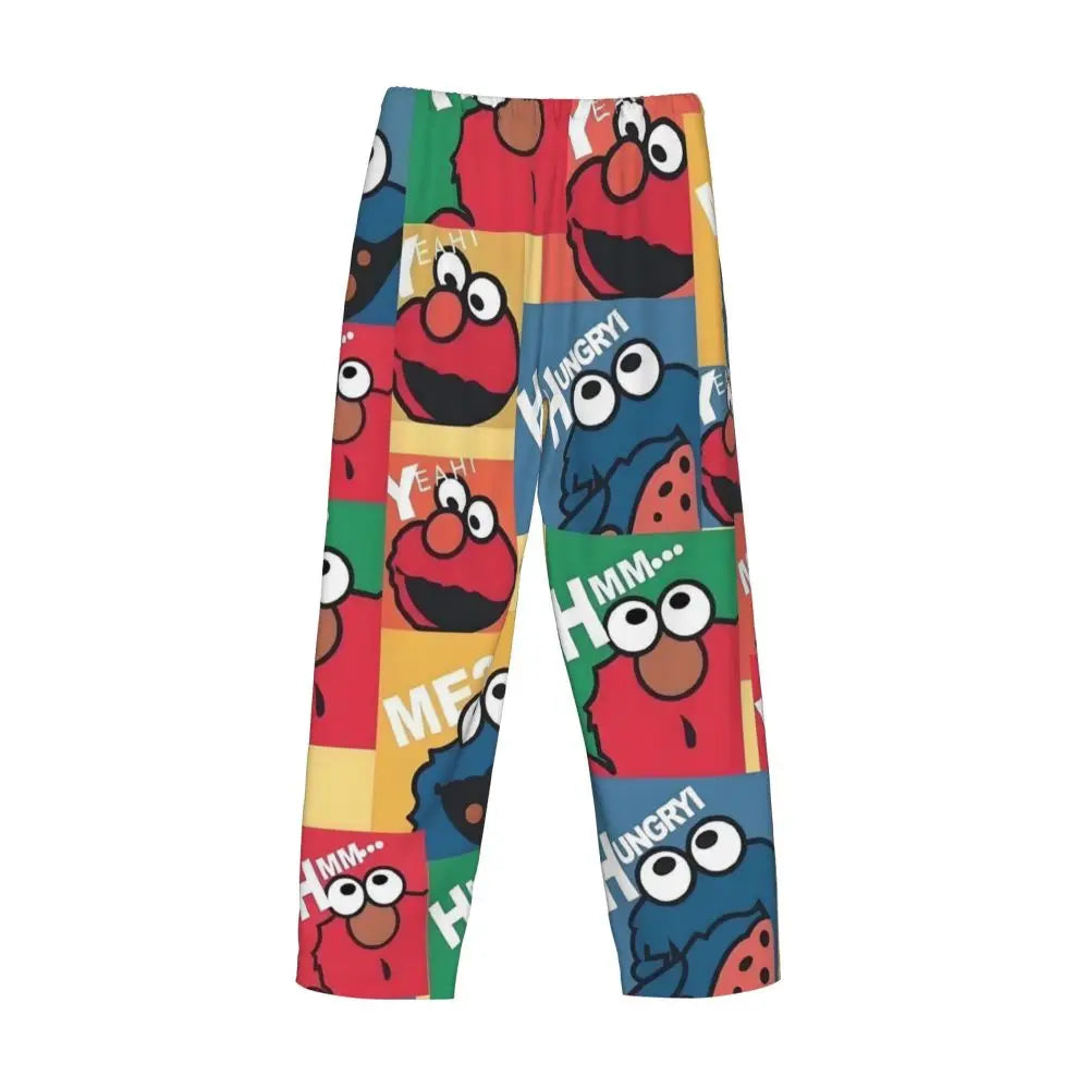 Custom Cookie Monster Pajama Pants Sleepwear for Men Elastic Waistband Sleep Lounge Bottoms with Pockets