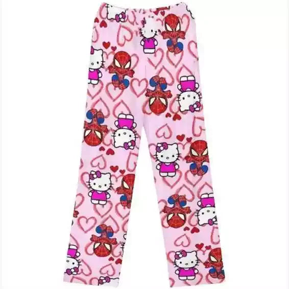 Hello Kitty Spider-Man Cotton Loose Ladies Pajama Pants Pyjama Trousers Women Men Cartoon Sleep Bottoms Lounge Wear Girl Sleep