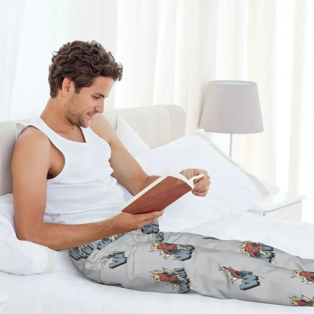 Custom Cookie Monster Pajama Pants Sleepwear for Men Elastic Waistband Sleep Lounge Bottoms with Pockets