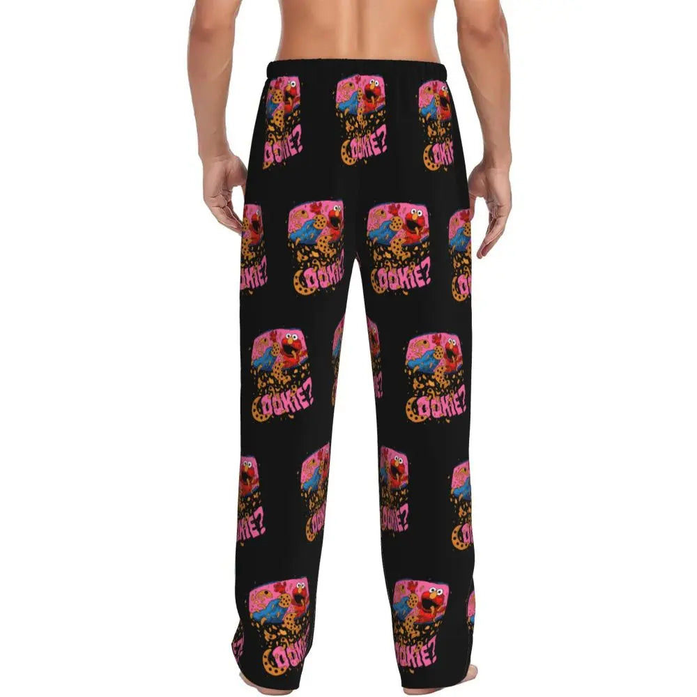 Custom Cookie Monster Pajama Pants Sleepwear for Men Elastic Waistband Sleep Lounge Bottoms with Pockets