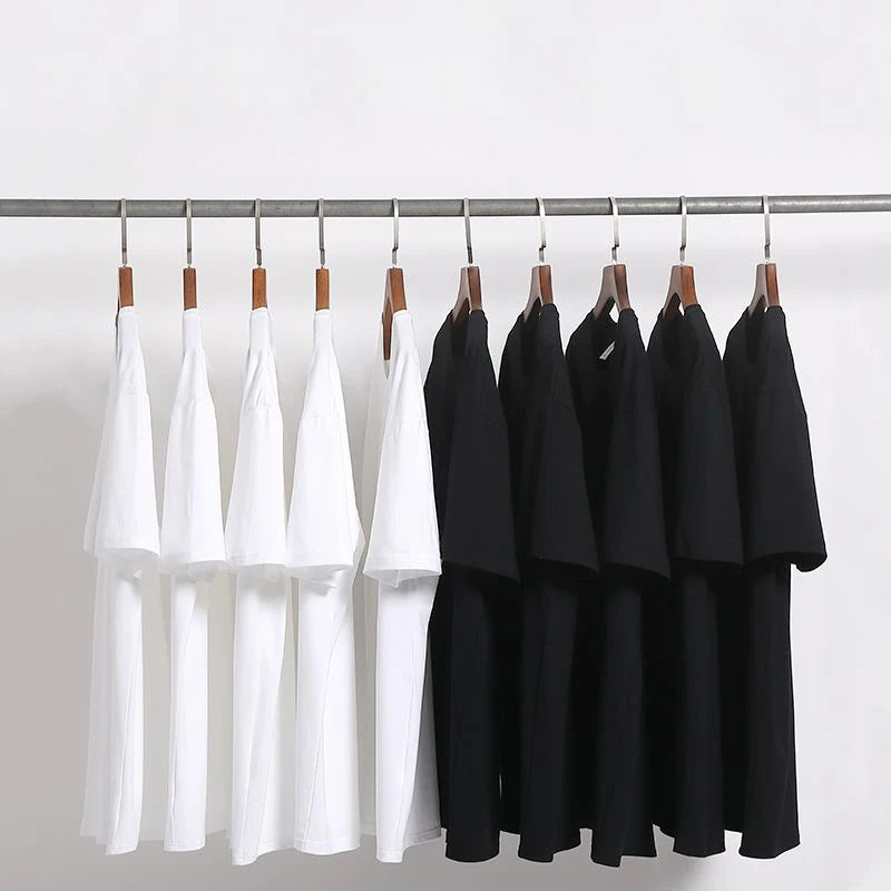 Men's Tshirt Cotton Y2K Short Sleeve Solid Tops Women Loose Oversize Streetwear Korean Fashion Tees Pulovers Unisex Clothing 90S