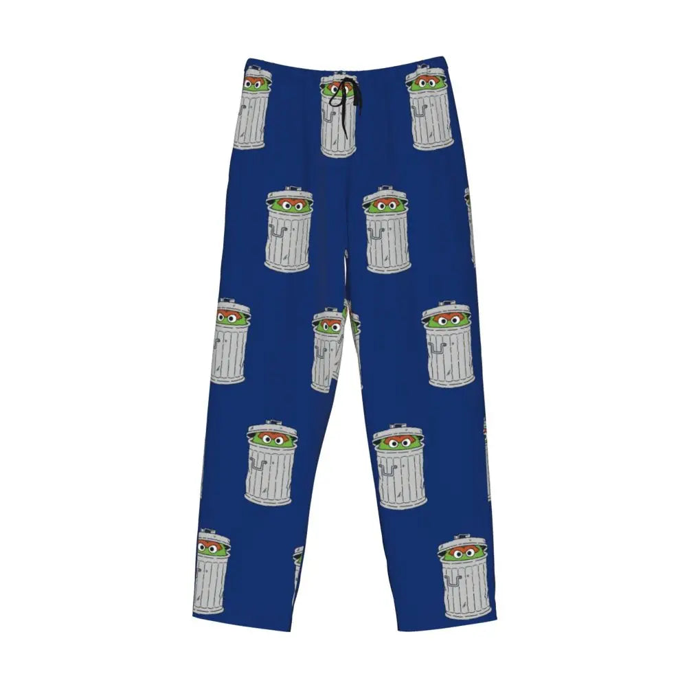 Custom Cookie Monster Pajama Pants Sleepwear for Men Elastic Waistband Sleep Lounge Bottoms with Pockets