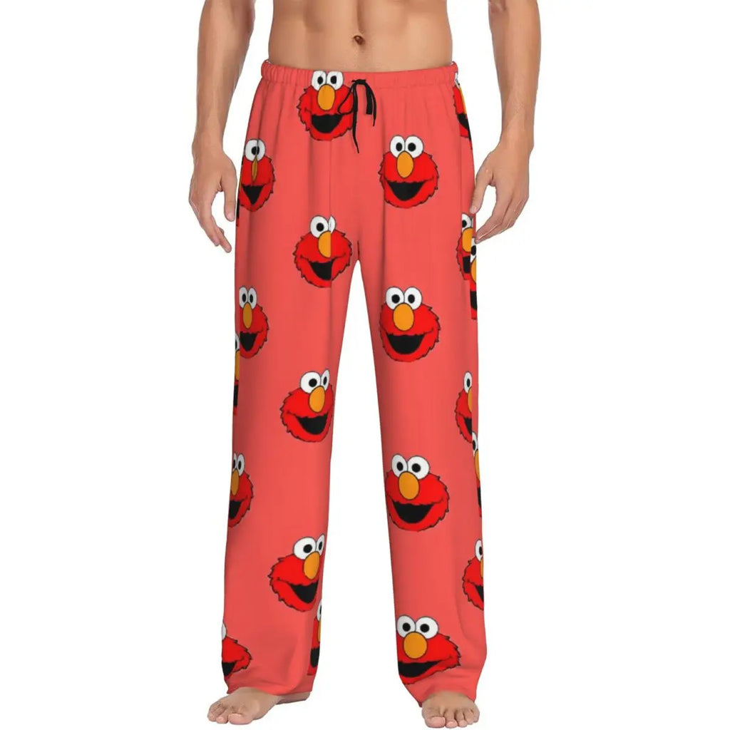 Custom Cookie Monster Pajama Pants Sleepwear for Men Elastic Waistband Sleep Lounge Bottoms with Pockets