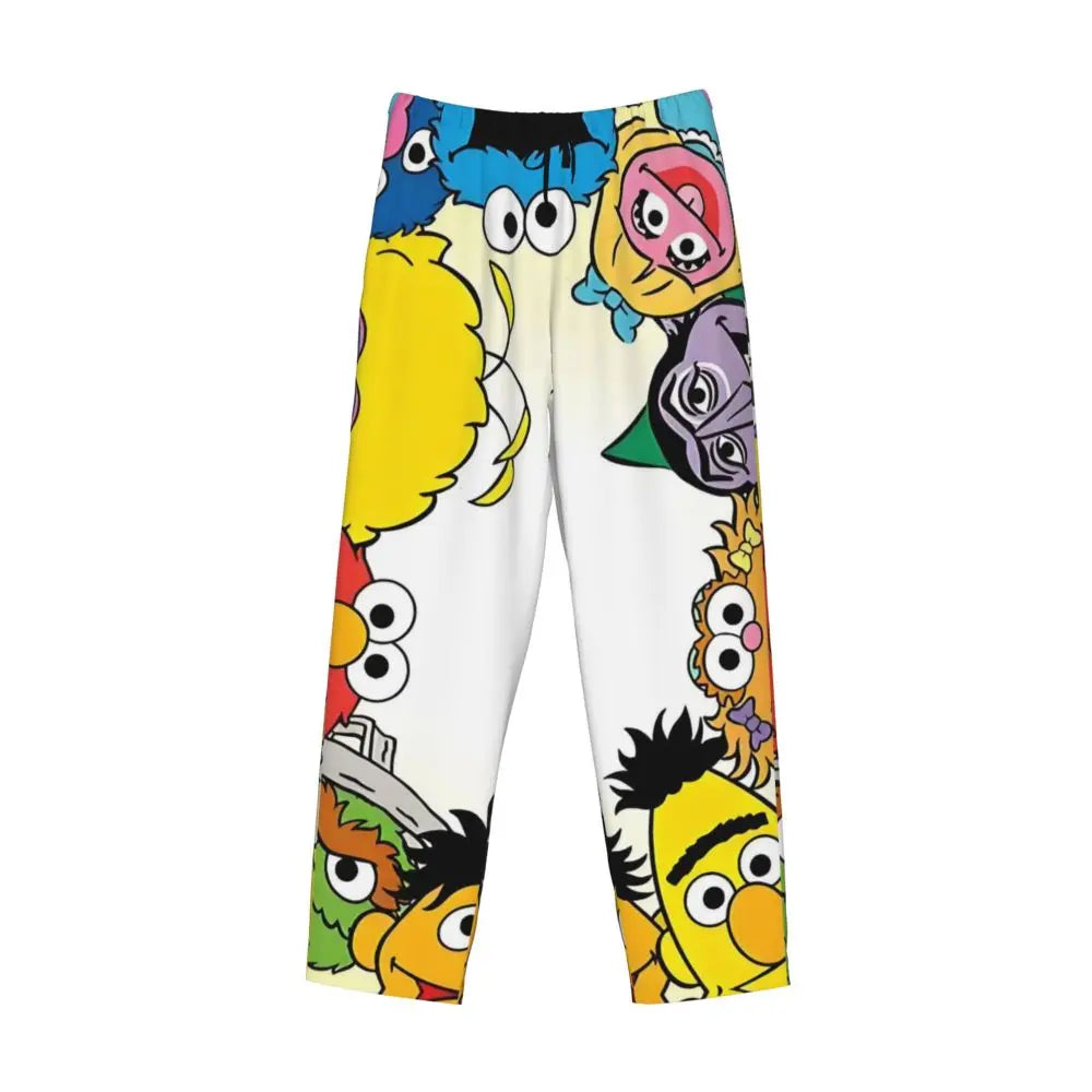 Custom Cookie Monster Pajama Pants Sleepwear for Men Elastic Waistband Sleep Lounge Bottoms with Pockets