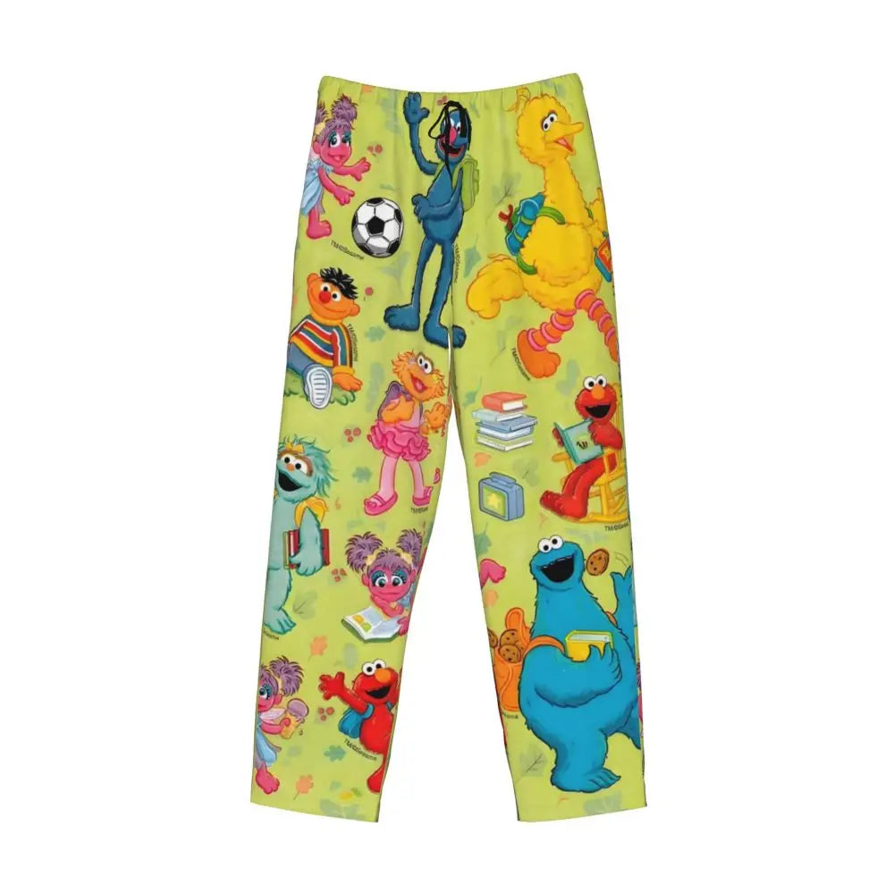 Custom Cookie Monster Pajama Pants Sleepwear for Men Elastic Waistband Sleep Lounge Bottoms with Pockets