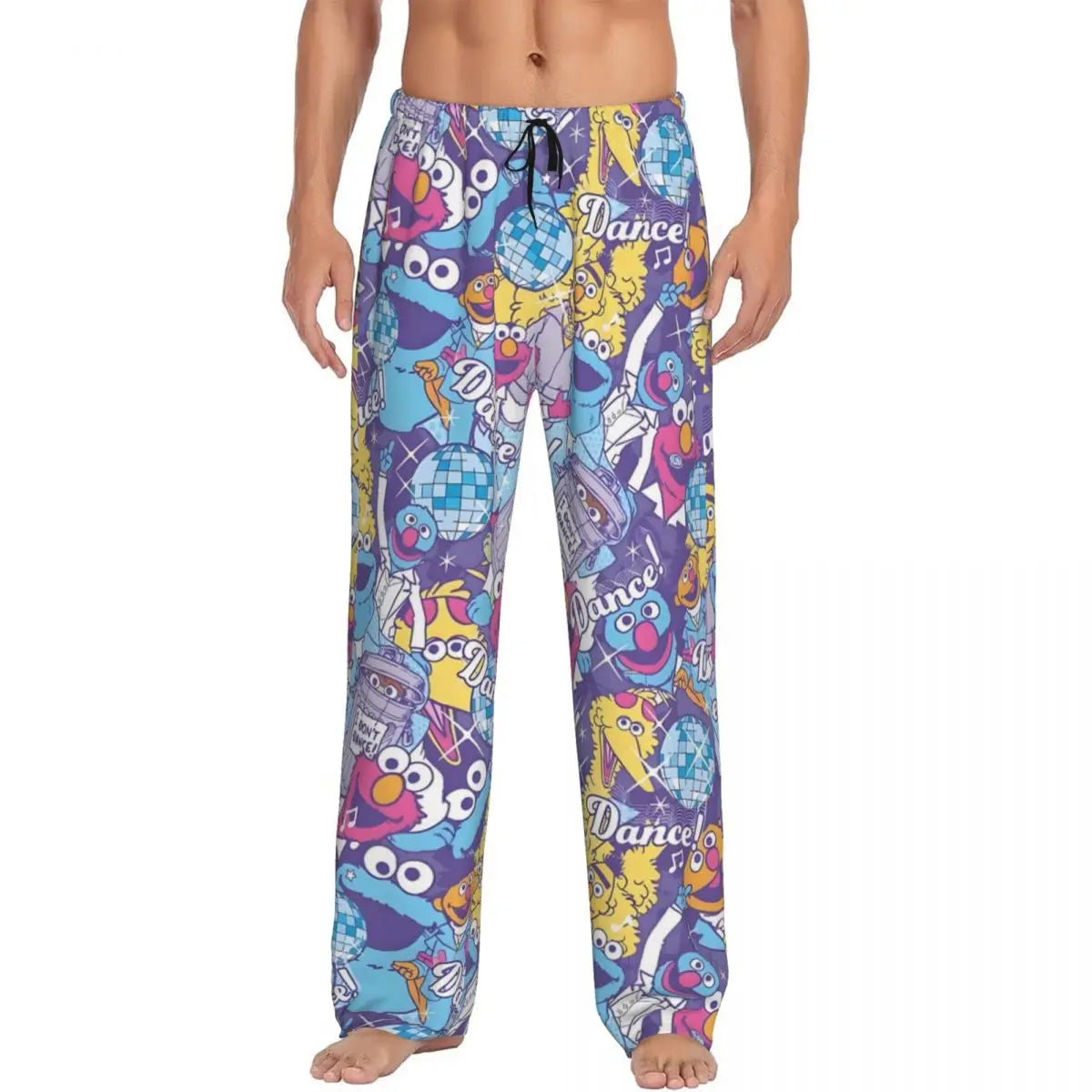 Custom Cookie Monster Pajama Pants Sleepwear for Men Elastic Waistband Sleep Lounge Bottoms with Pockets