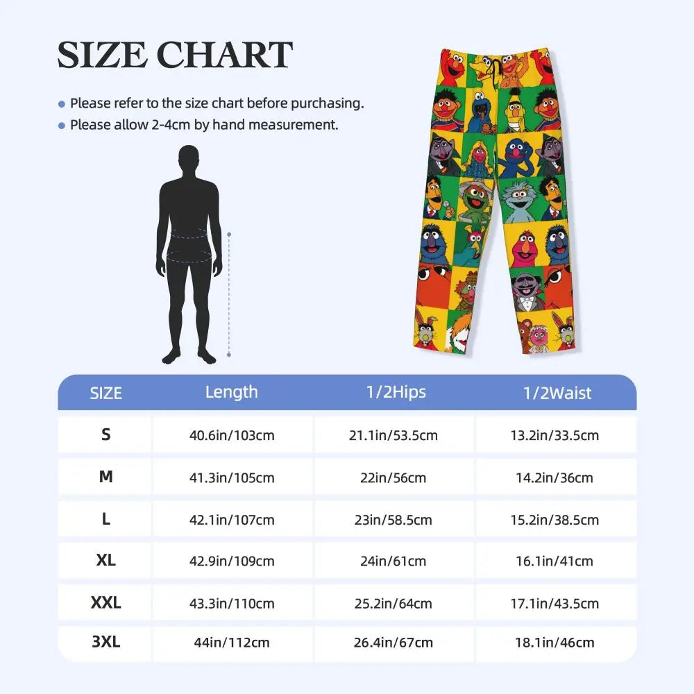 Custom Cookie Monster Pajama Pants Sleepwear for Men Elastic Waistband Sleep Lounge Bottoms with Pockets