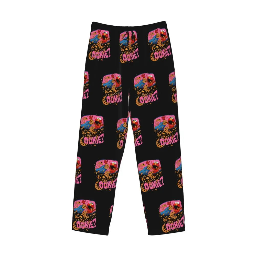 Custom Cookie Monster Pajama Pants Sleepwear for Men Elastic Waistband Sleep Lounge Bottoms with Pockets