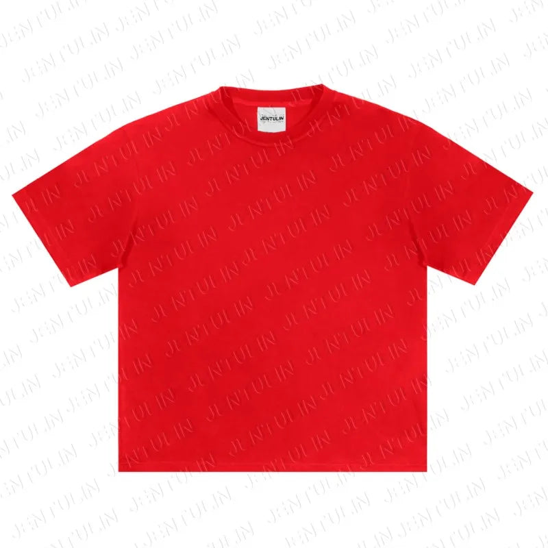 Men's Tshirt Cotton Y2K Short Sleeve Solid Tops Women Loose Oversize Streetwear Korean Fashion Tees Pulovers Unisex Clothing 90S