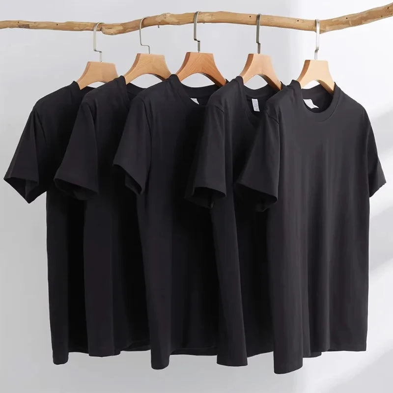 Men's Tshirt Cotton Y2K Short Sleeve Solid Tops Women Loose Oversize Streetwear Korean Fashion Tees Pulovers Unisex Clothing 90S