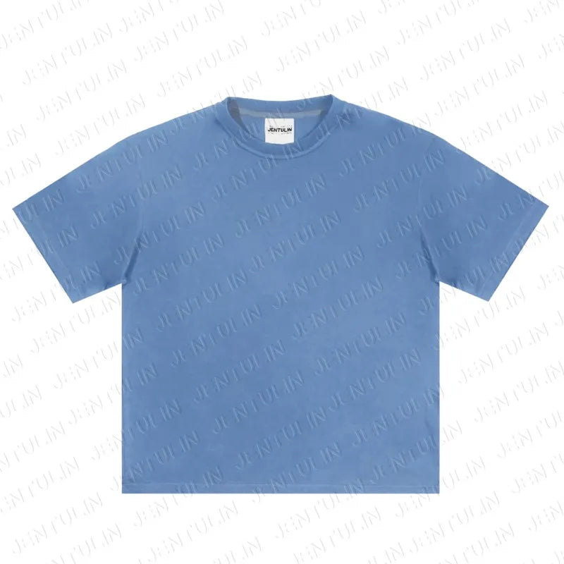 Men's Tshirt Cotton Y2K Short Sleeve Solid Tops Women Loose Oversize Streetwear Korean Fashion Tees Pulovers Unisex Clothing 90S