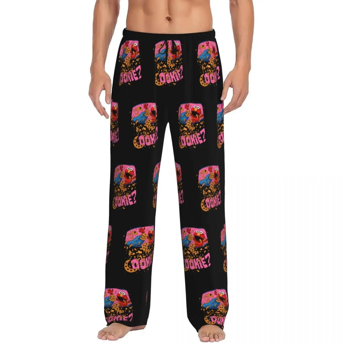 Custom Cookie Monster Pajama Pants Sleepwear for Men Elastic Waistband Sleep Lounge Bottoms with Pockets