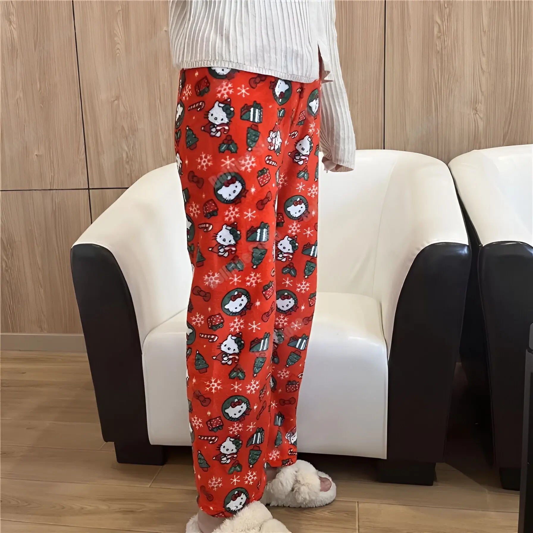 New Kawaii Y2k Autumn Hello Kitty Batman Pajama Pants Cartoon Hip Hop Ladies Warm Casual Flannel Cute Pants Plush Style Clothing