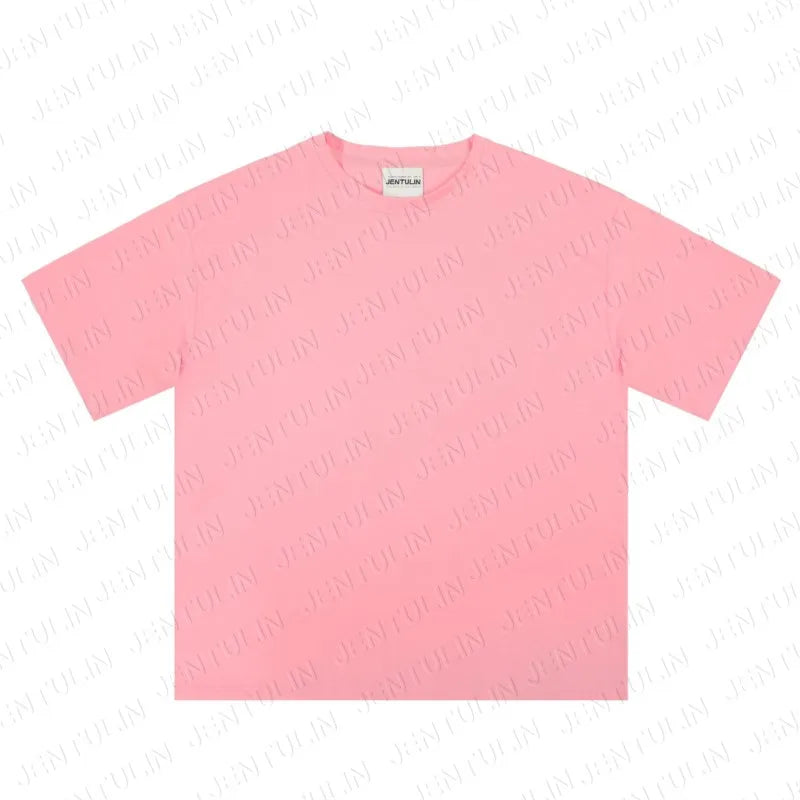 Men's Tshirt Cotton Y2K Short Sleeve Solid Tops Women Loose Oversize Streetwear Korean Fashion Tees Pulovers Unisex Clothing 90S