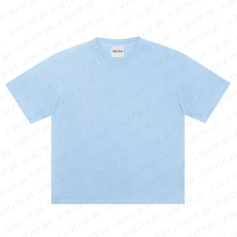 Men's Tshirt Cotton Y2K Short Sleeve Solid Tops Women Loose Oversize Streetwear Korean Fashion Tees Pulovers Unisex Clothing 90S