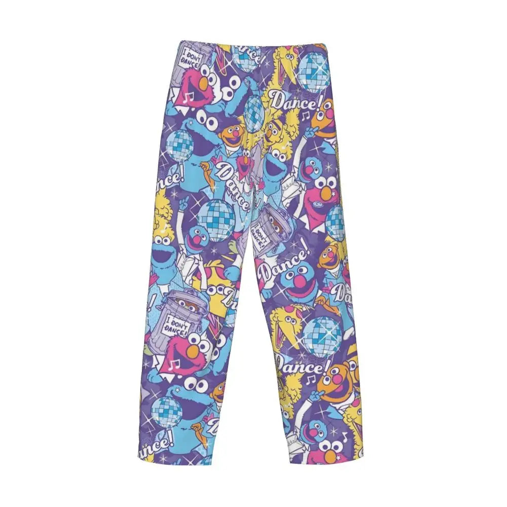 Custom Cookie Monster Pajama Pants Sleepwear for Men Elastic Waistband Sleep Lounge Bottoms with Pockets