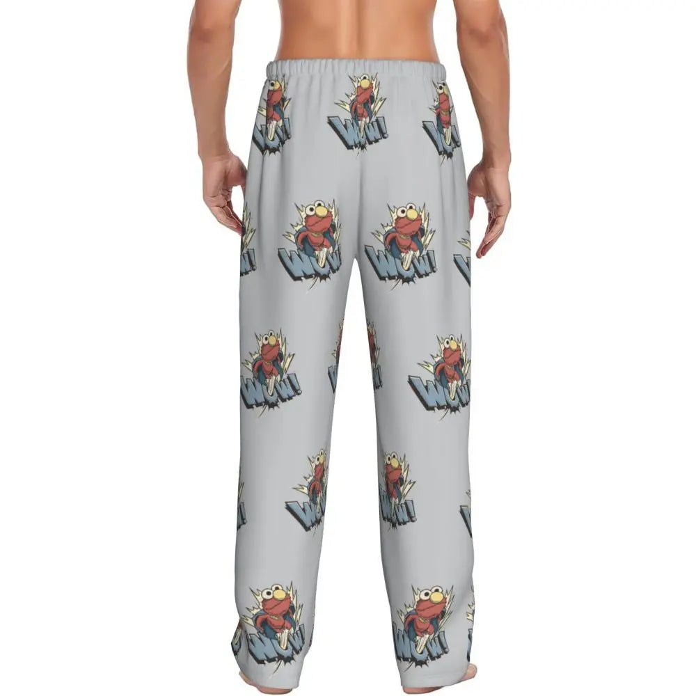 Custom Cookie Monster Pajama Pants Sleepwear for Men Elastic Waistband Sleep Lounge Bottoms with Pockets