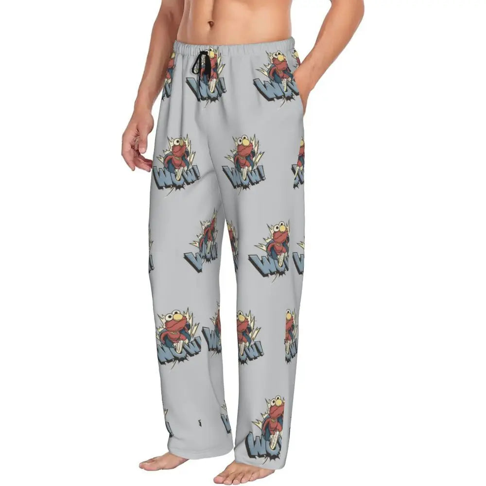 Custom Cookie Monster Pajama Pants Sleepwear for Men Elastic Waistband Sleep Lounge Bottoms with Pockets