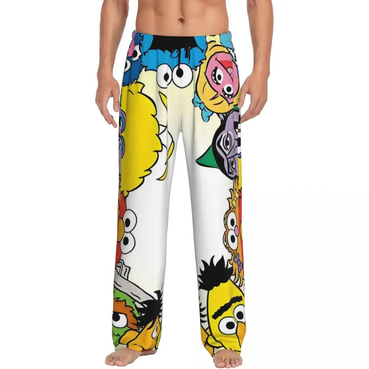 Custom Cookie Monster Pajama Pants Sleepwear for Men Elastic Waistband Sleep Lounge Bottoms with Pockets