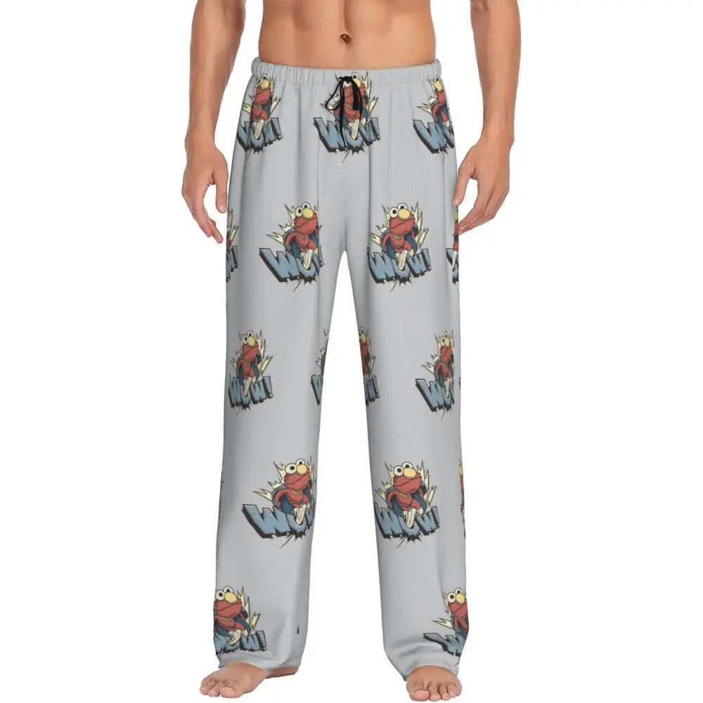 Custom Cookie Monster Pajama Pants Sleepwear for Men Elastic Waistband Sleep Lounge Bottoms with Pockets