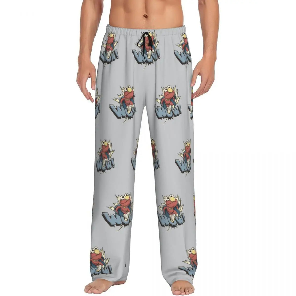 Custom Cookie Monster Pajama Pants Sleepwear for Men Elastic Waistband Sleep Lounge Bottoms with Pockets