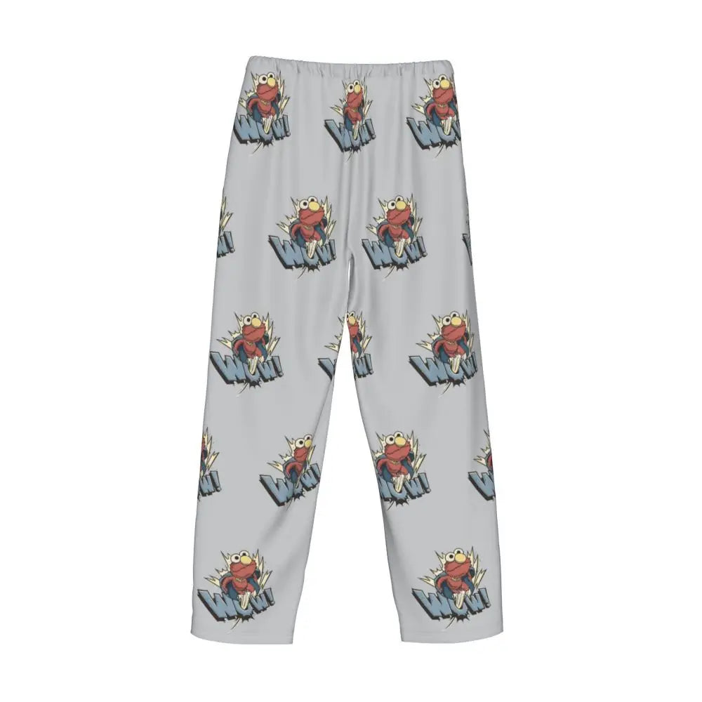 Custom Cookie Monster Pajama Pants Sleepwear for Men Elastic Waistband Sleep Lounge Bottoms with Pockets