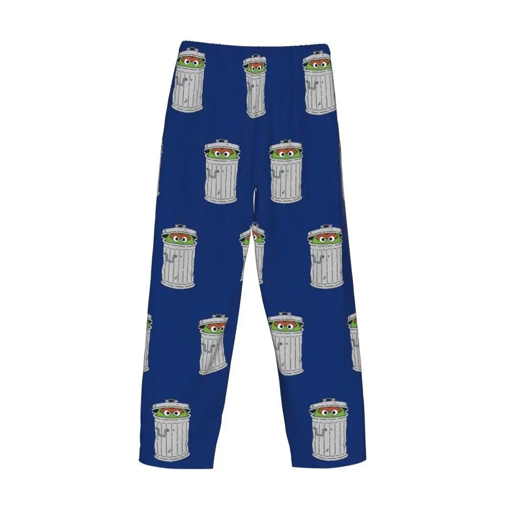 Custom Cookie Monster Pajama Pants Sleepwear for Men Elastic Waistband Sleep Lounge Bottoms with Pockets
