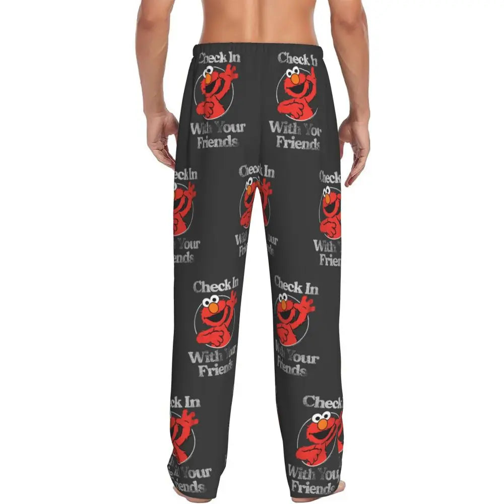 Custom Cookie Monster Pajama Pants Sleepwear for Men Elastic Waistband Sleep Lounge Bottoms with Pockets