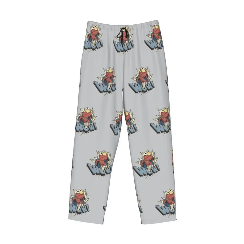 Custom Cookie Monster Pajama Pants Sleepwear for Men Elastic Waistband Sleep Lounge Bottoms with Pockets