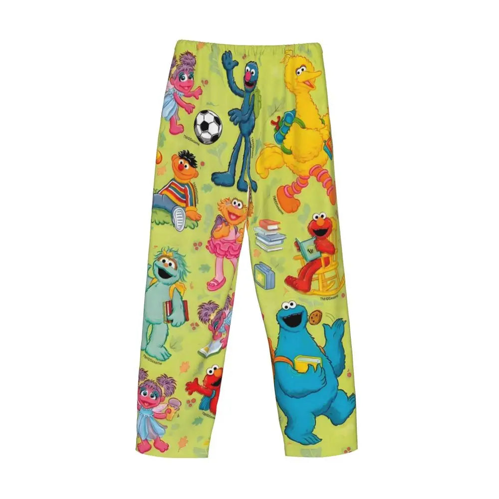 Custom Cookie Monster Pajama Pants Sleepwear for Men Elastic Waistband Sleep Lounge Bottoms with Pockets