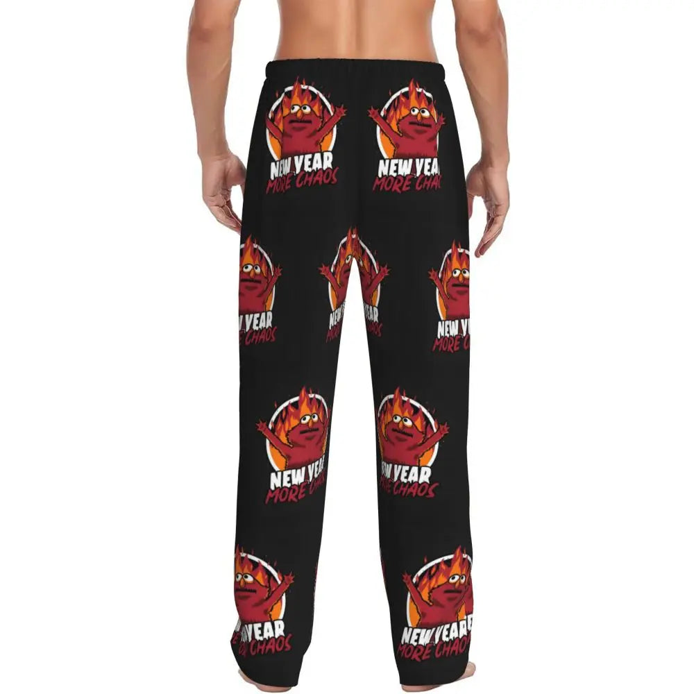 Custom Cookie Monster Pajama Pants Sleepwear for Men Elastic Waistband Sleep Lounge Bottoms with Pockets