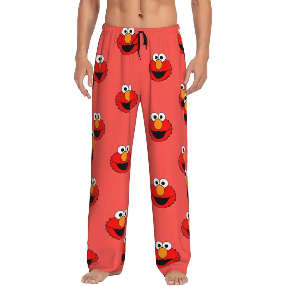 Custom Cookie Monster Pajama Pants Sleepwear for Men Elastic Waistband Sleep Lounge Bottoms with Pockets
