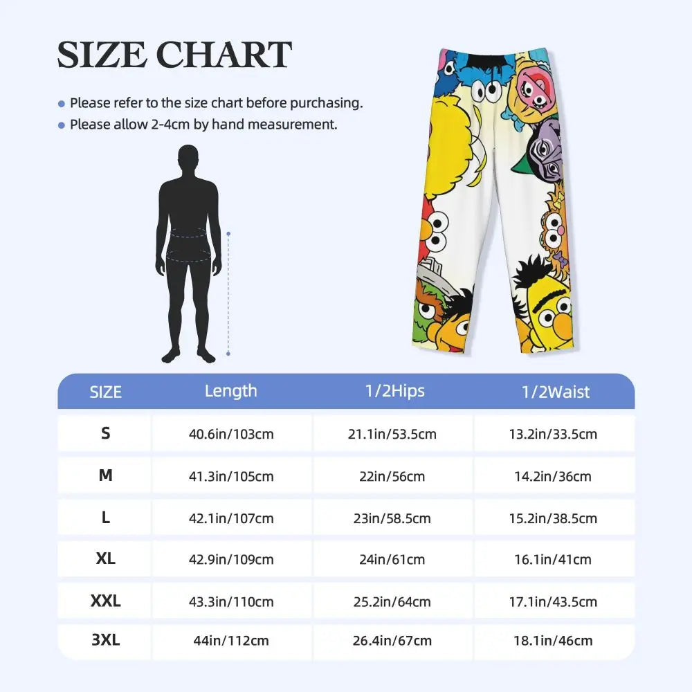 Custom Cookie Monster Pajama Pants Sleepwear for Men Elastic Waistband Sleep Lounge Bottoms with Pockets
