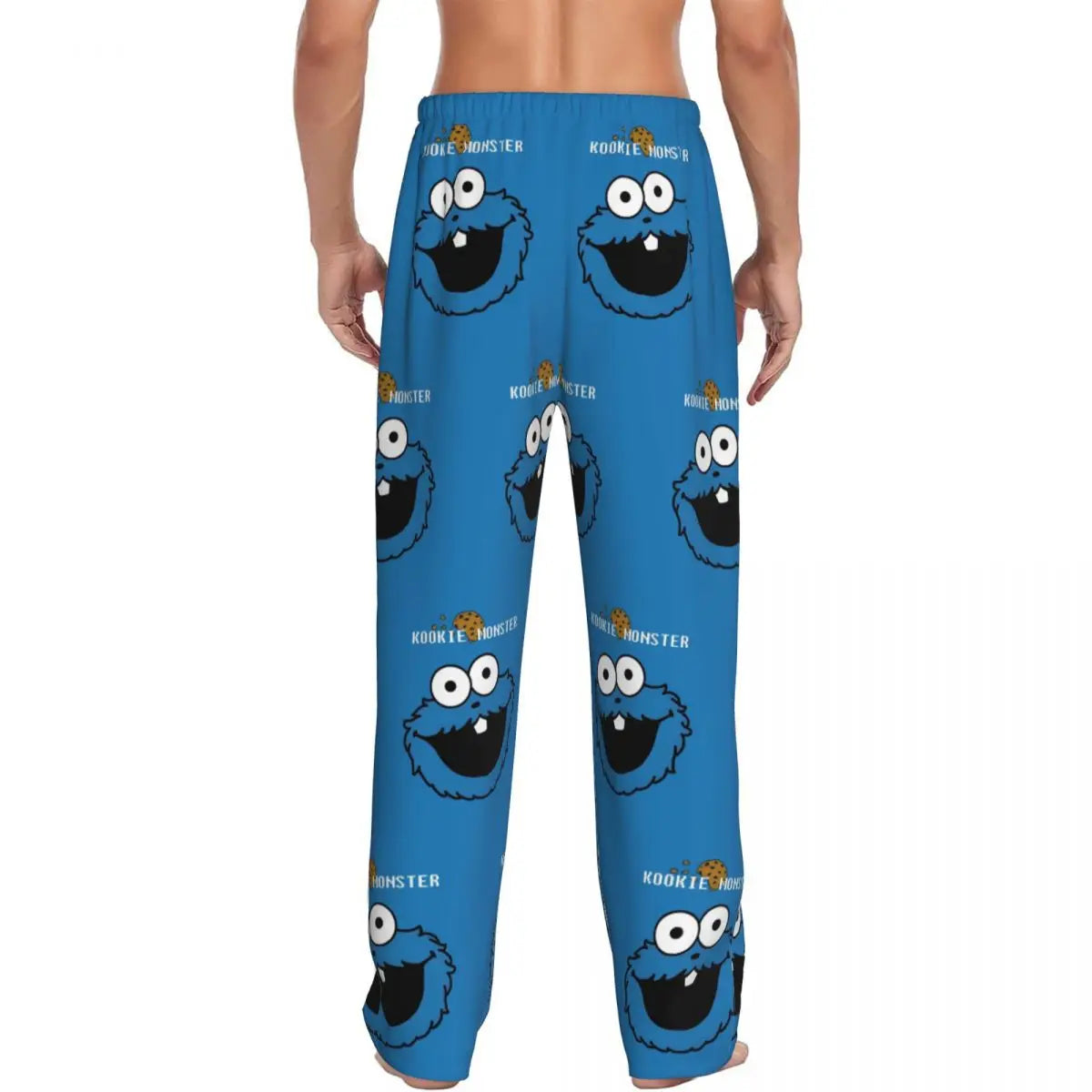 Custom Cookie Monster Pajama Pants Sleepwear for Men Elastic Waistband Sleep Lounge Bottoms with Pockets