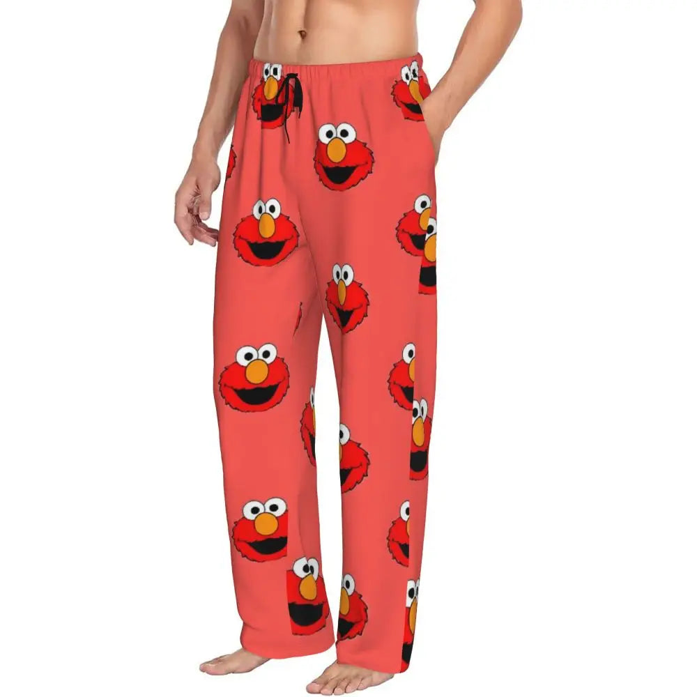 Custom Cookie Monster Pajama Pants Sleepwear for Men Elastic Waistband Sleep Lounge Bottoms with Pockets