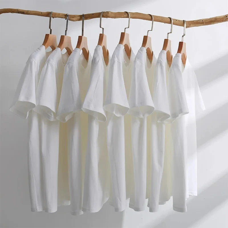 Men's Tshirt Cotton Y2K Short Sleeve Solid Tops Women Loose Oversize Streetwear Korean Fashion Tees Pulovers Unisex Clothing 90S