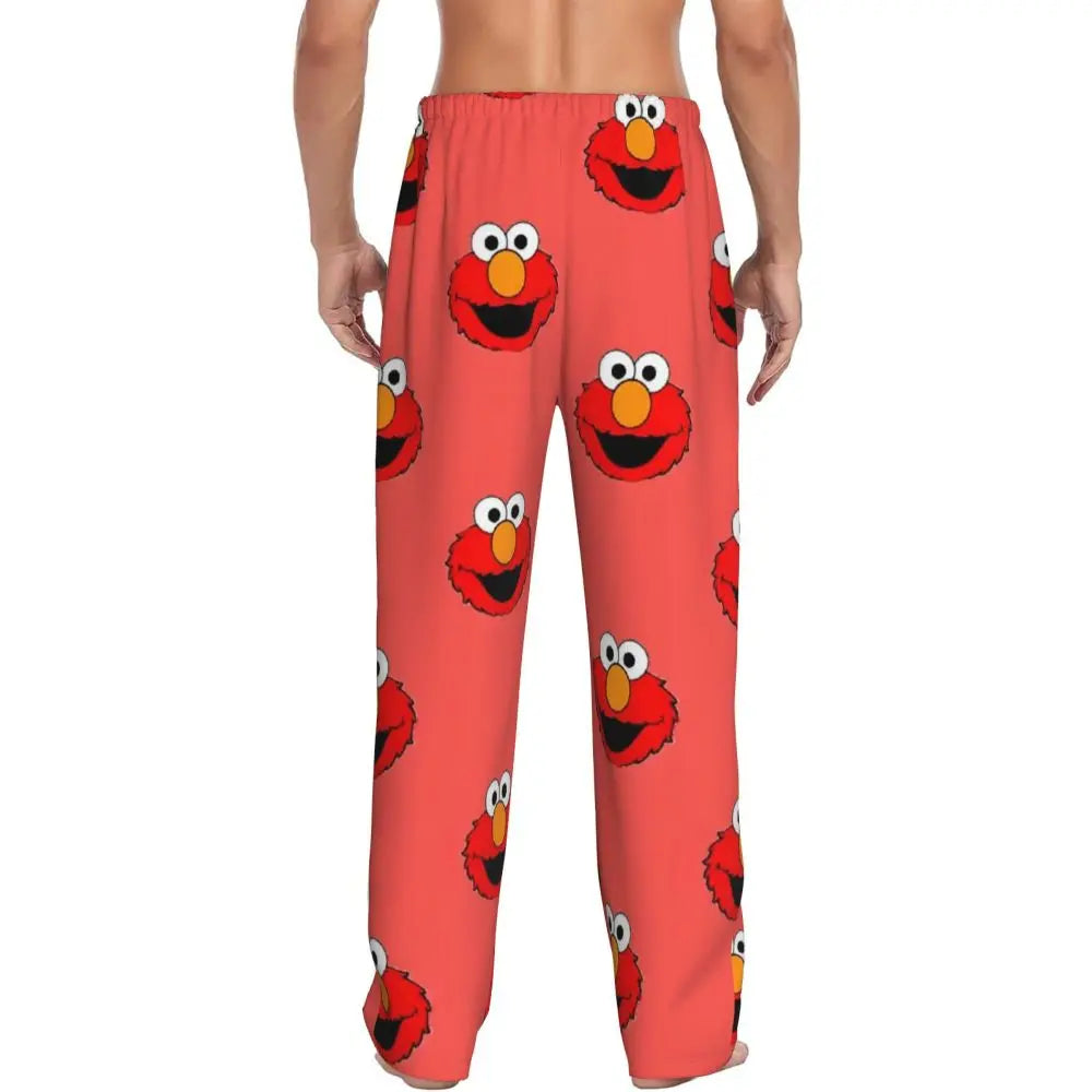 Custom Cookie Monster Pajama Pants Sleepwear for Men Elastic Waistband Sleep Lounge Bottoms with Pockets