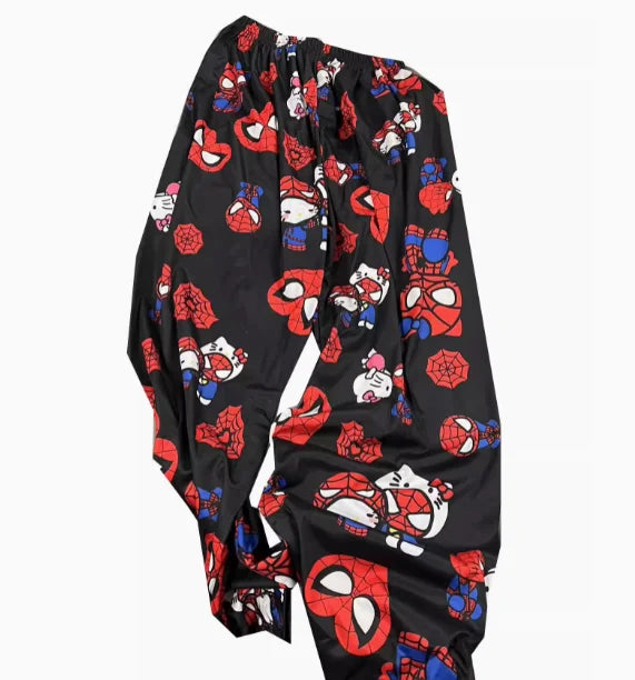 Hello Kitty Spider-Man Cotton Loose Ladies Pajama Pants Pyjama Trousers Women Men Cartoon Sleep Bottoms Lounge Wear Girl Sleep