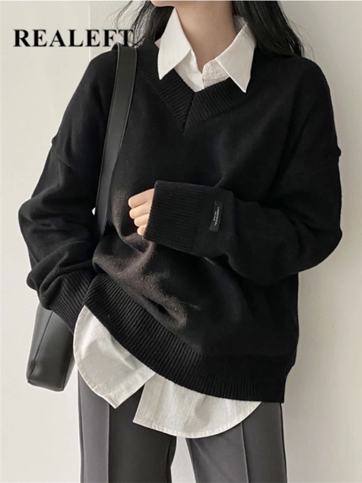 🖤 Classic Oversized Academia Knitwear Set