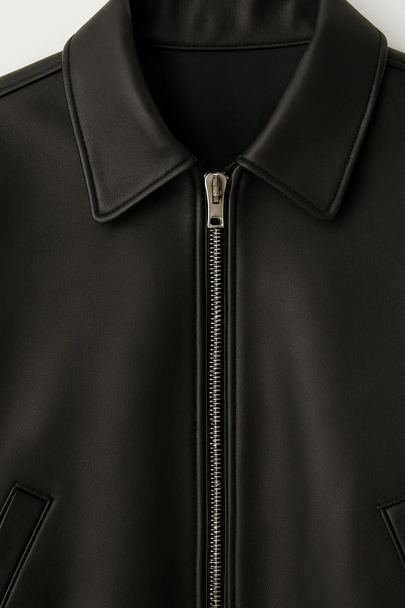 Oversized Lambskin Leather Bomber Jacket: Handmade 90s Style