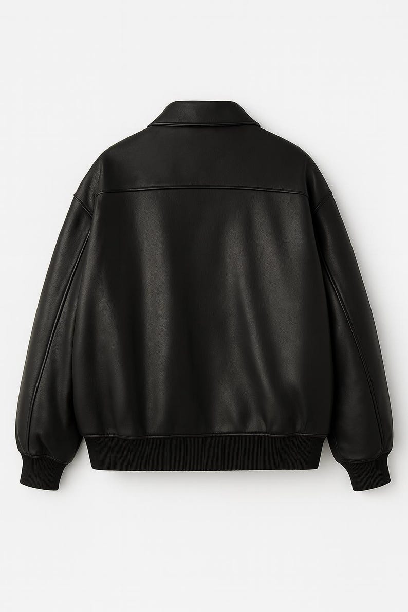 Oversized Lambskin Leather Bomber Jacket: Handmade 90s Style